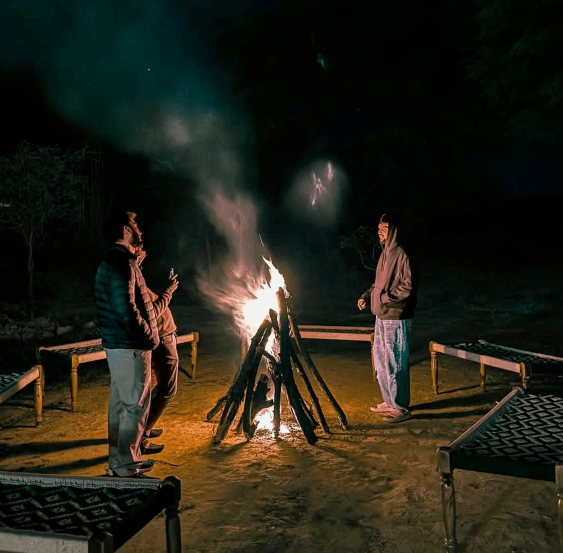 Night bonfire moment